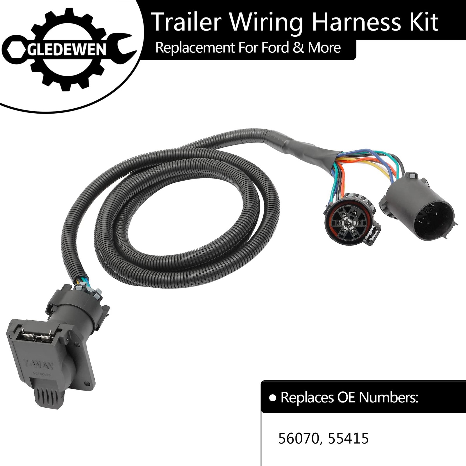7-Foot 7-Pin Trailer Wiring Harness Kit for Ford F150 F250 F350 Towing