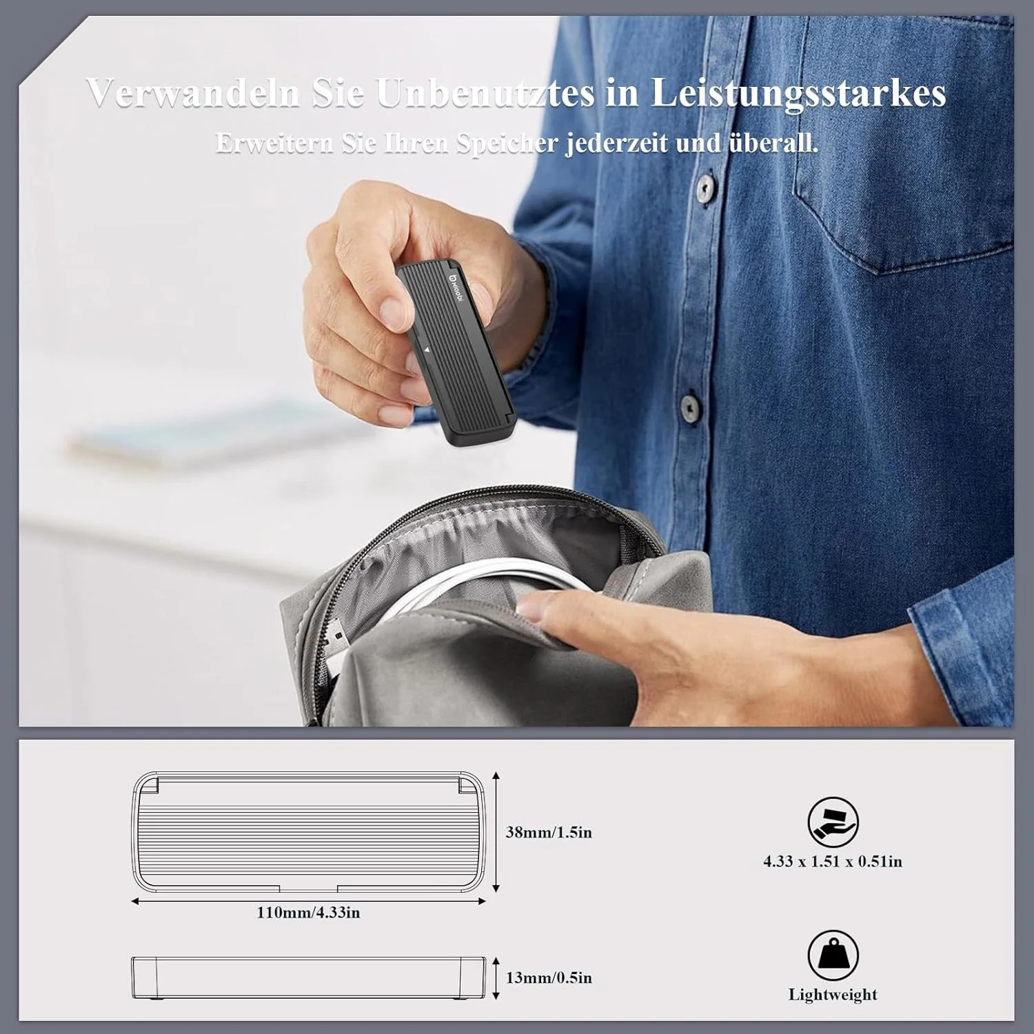 NVMe SSD Enclosure, Tool-Free Installation, Sandwich Style Design | USB 3.2 Gen