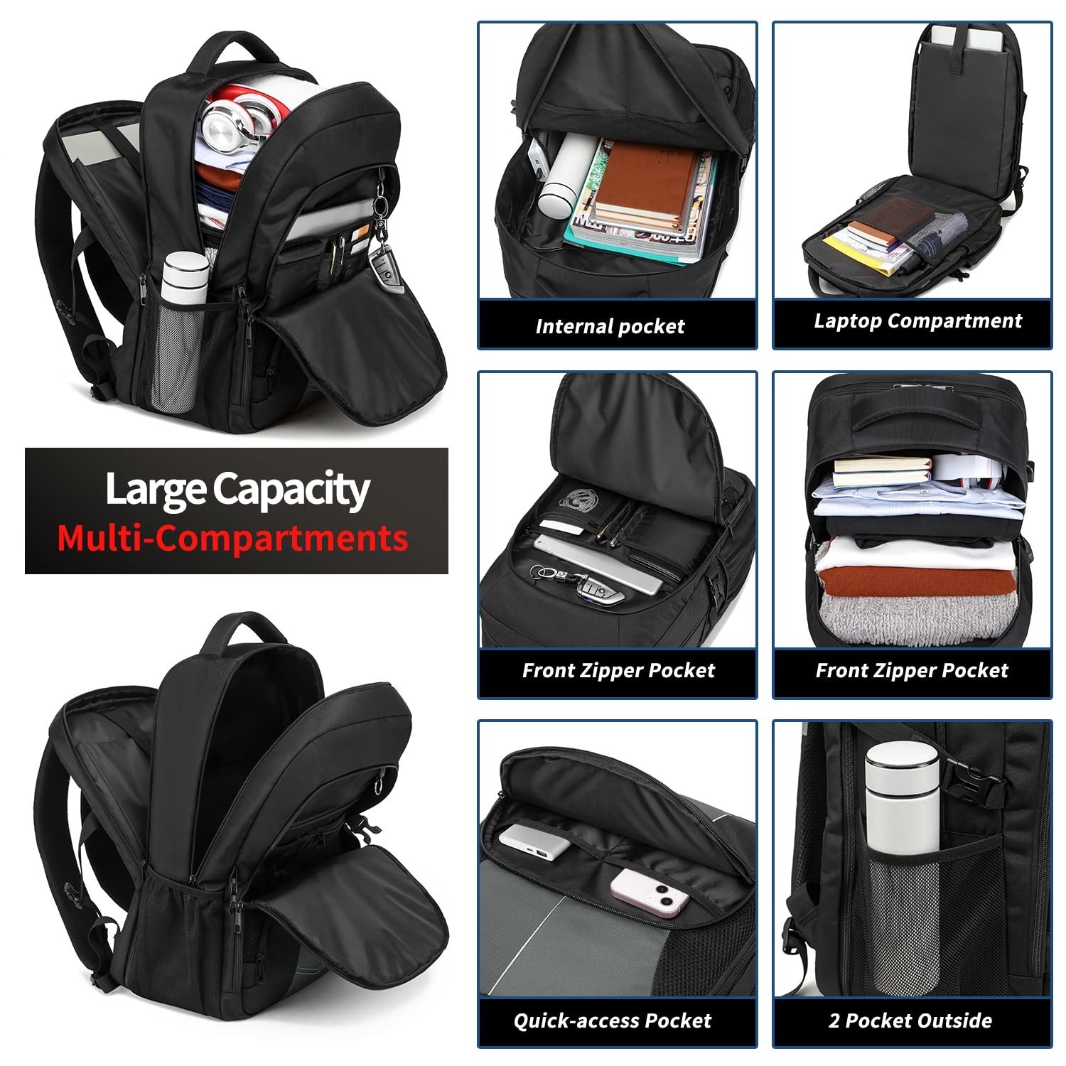 PUSLOM Extra Large Travel Laptop Backpack for Men 55L,Water Resistant 18.4 in…