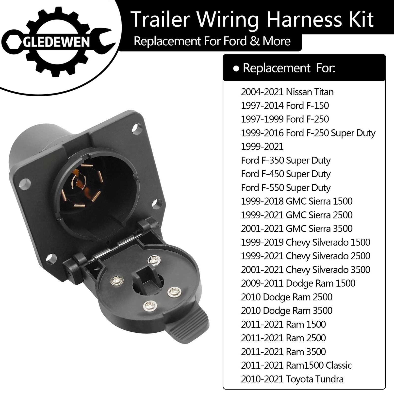 7-Foot 7-Pin Trailer Wiring Harness Kit for Ford F150 F250 F350 Towing