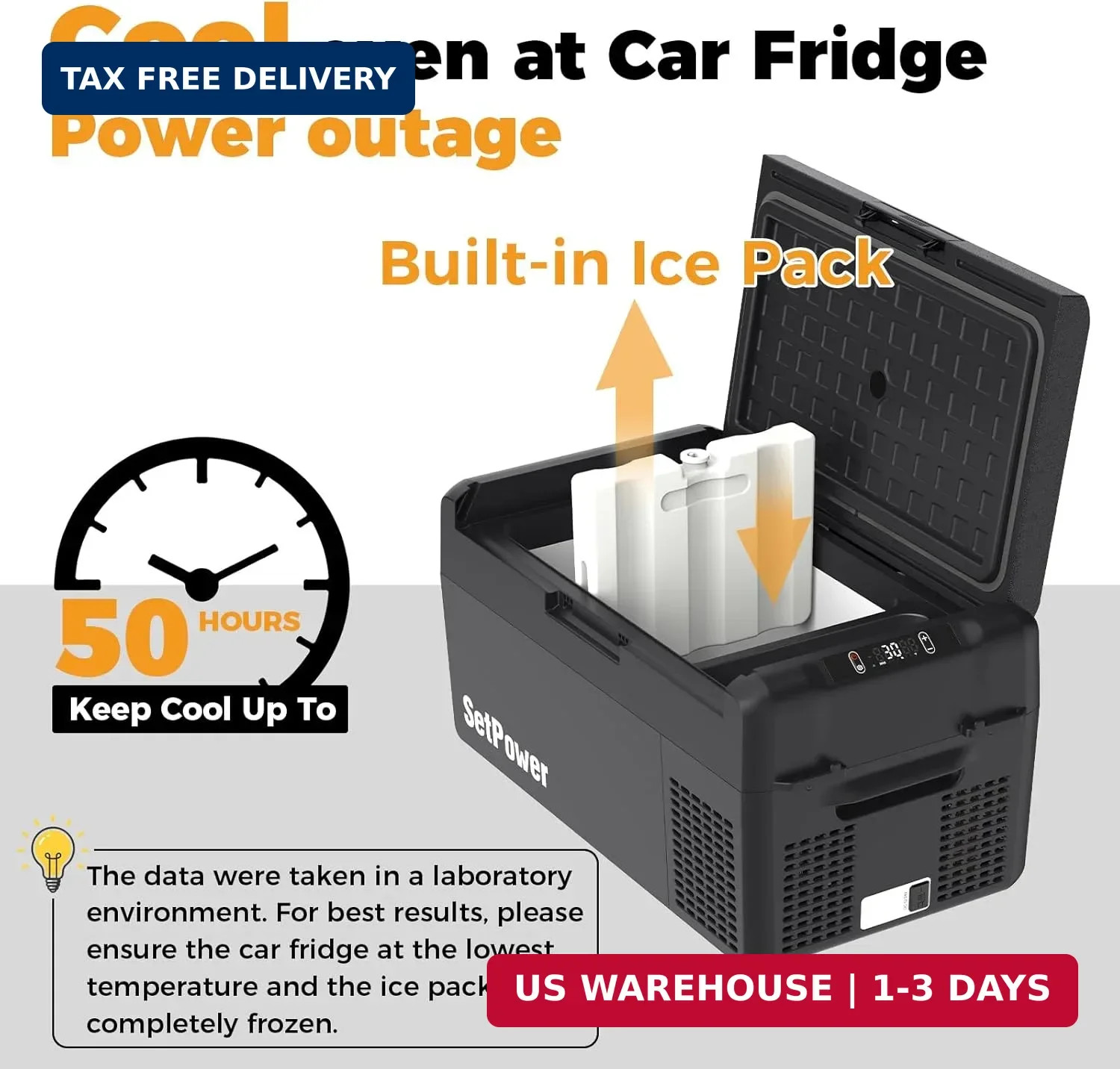Setpower 12V Refrigerator 21 Quart Portable Freezer 50 Hours Keep Cool,Electric