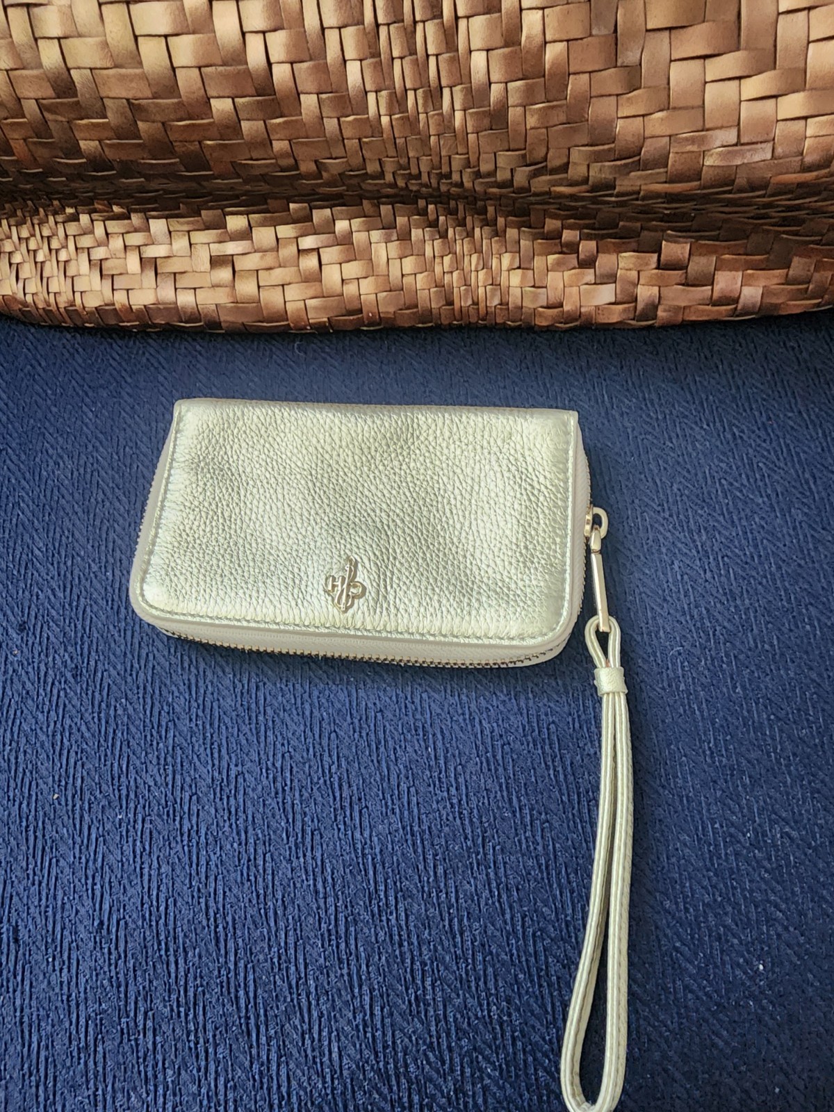 Cole Haan Bronze Woven Shoulder Bag with Braided Accents & Coin Purse