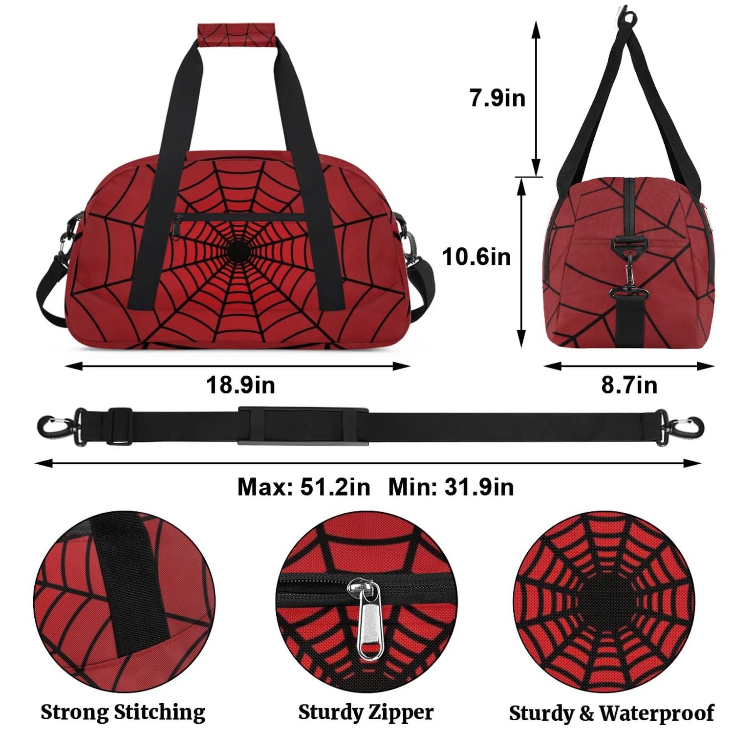 Spiders Web Kids Overnight Duffel Bags Travel Sports Gym Bags for Boy Gothic …