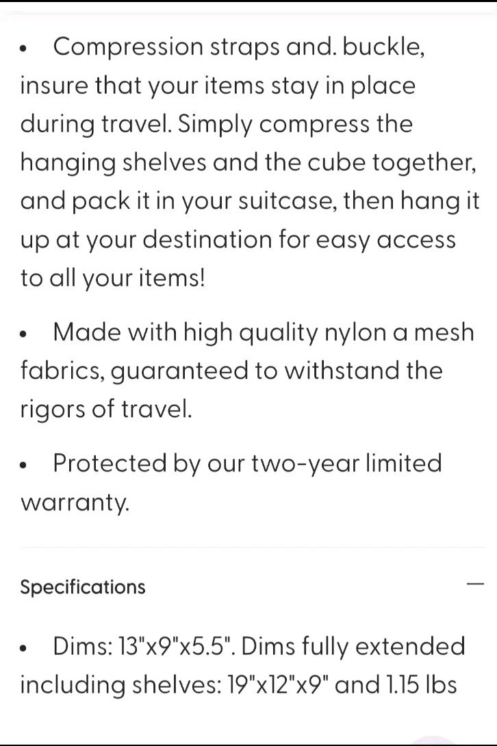 2 Biaggi hangmates Zip Cube Travel Packable Regular