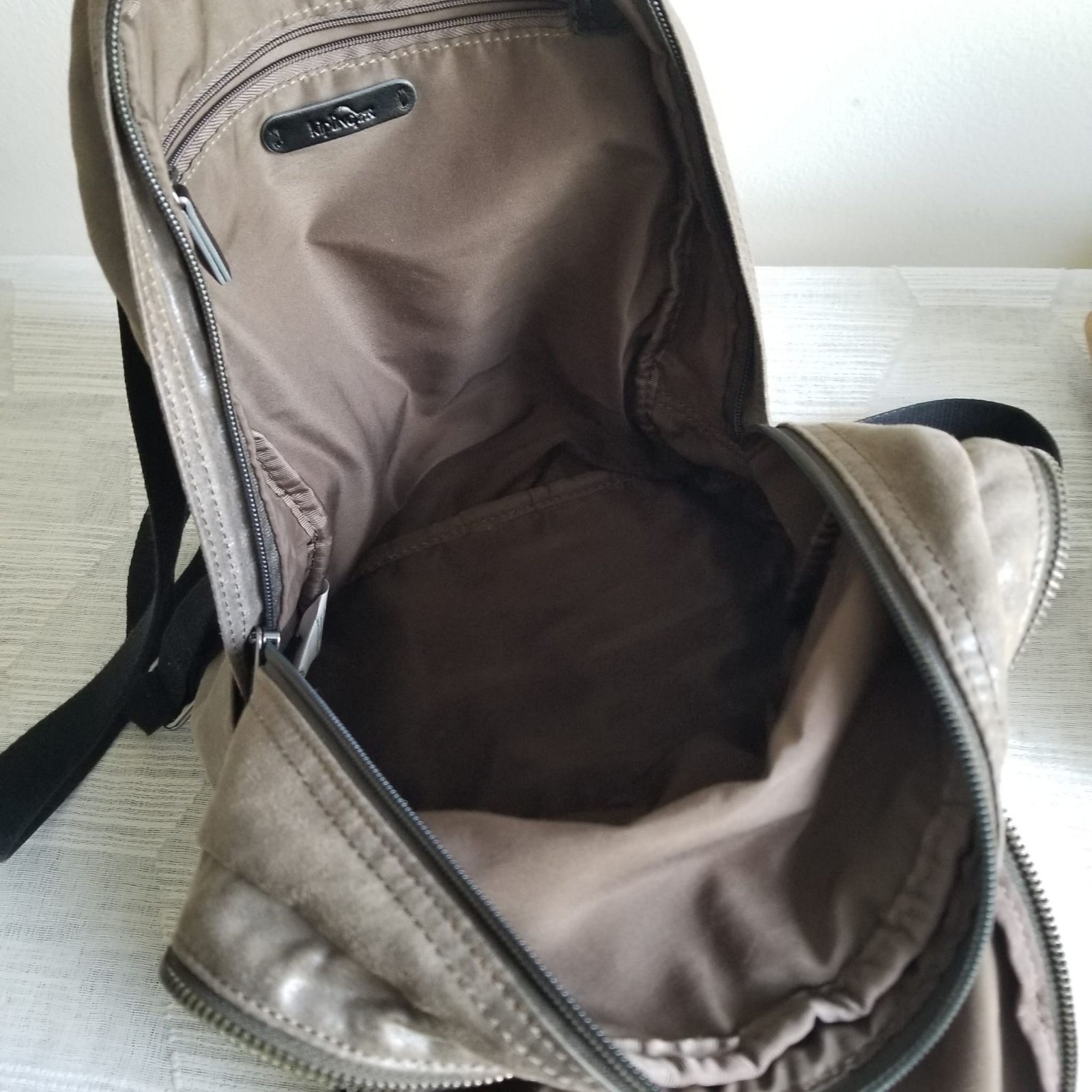 Kipling Tabbie KC Mini Leather Backpack Metal Taupe