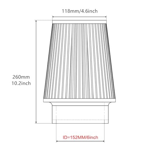 Fiber 6″ Cold Air Intake Filter () 260MM RED
