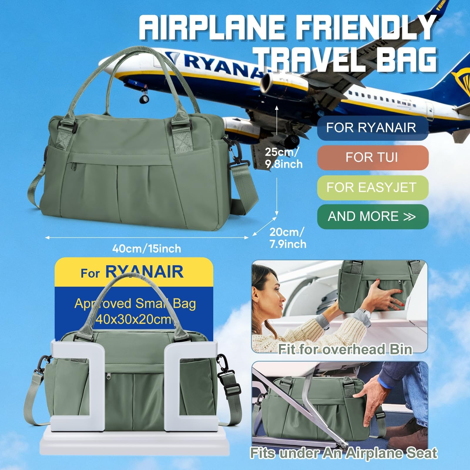 Travel Duffel Bag for Women – Small Waterproof Weekender Tote Carry on Bag wi…