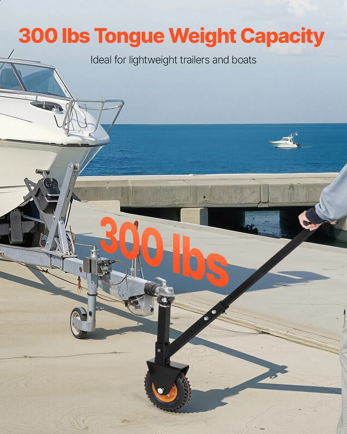 Trailer Dolly, 300lbs Tongue Weight Capacity, 16.5 inch and 22 inch Height Adjus