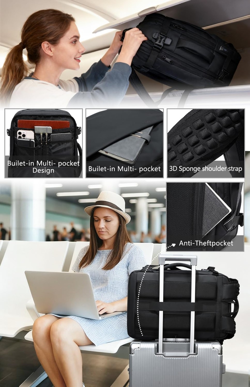 Cusangel vacuum backpack travel with pump compression,18in vac travel 45L exp…