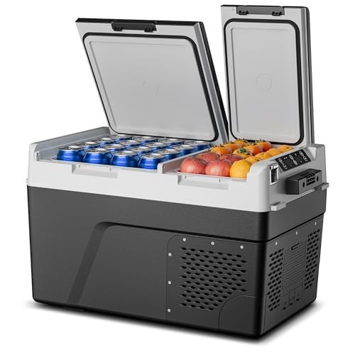 12 Volt Refrigerator Car Fridge – 40QT(38L) Dual Zone Electric Cooler, Car Refri