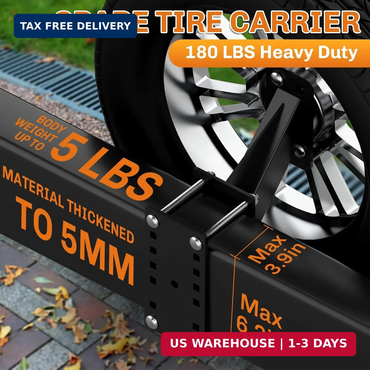 WELLUCK Trailer Spare Tire Mount Carrier, Spare Tire Carrier Holder for Utility