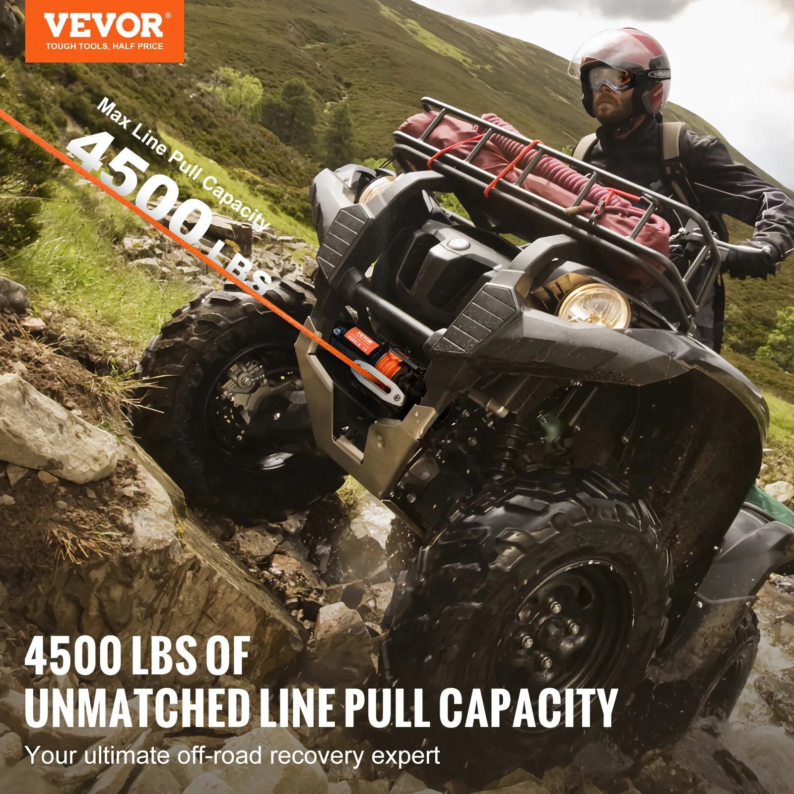Electric Winch, 4500 lb Line Pull Capacity, 12V DC ATV/UTV Winch with ?&brvbar;1