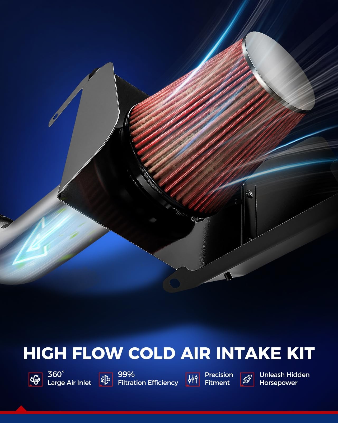 KAX 4″ Cold Air Intake Red 2004-2006 Silverado