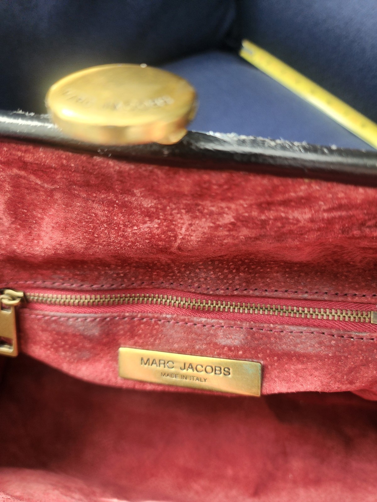 Marc Jacobs Black Quilted Satchel Gold Chain Hardware Designer Top Handle Italy