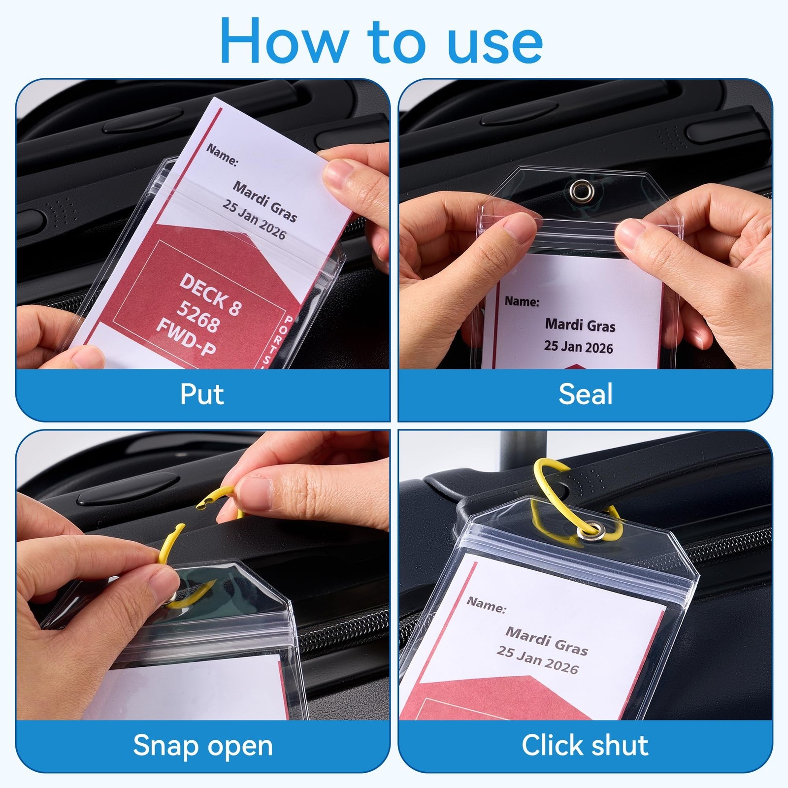 CASMONAL 10 Pack Large Size Cruise Luggage Tag Holders – Waterproof &Reusable…