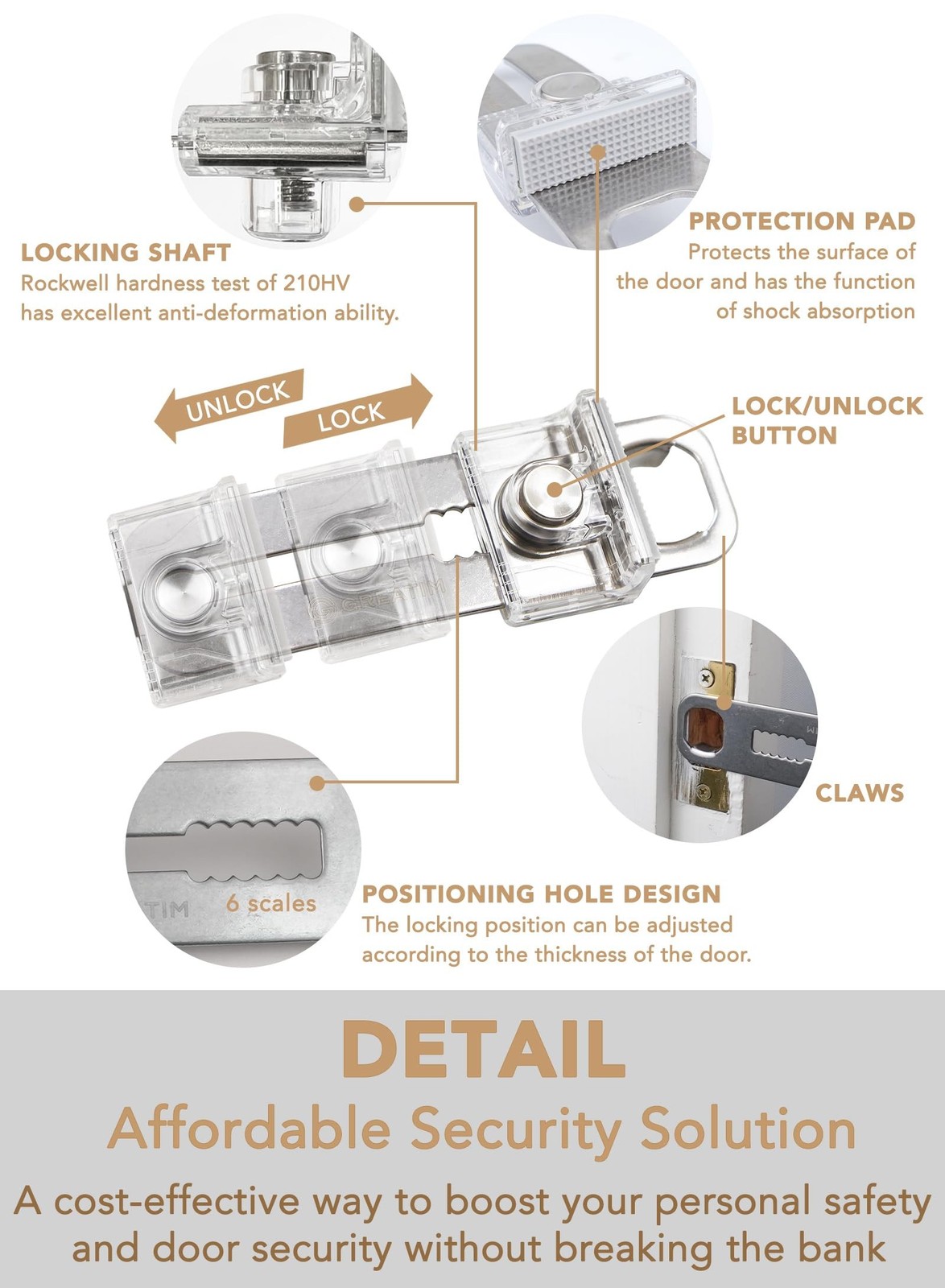 Greatim Portable Door Lock for Travel Hotel Safety, Stainless Steel Security …