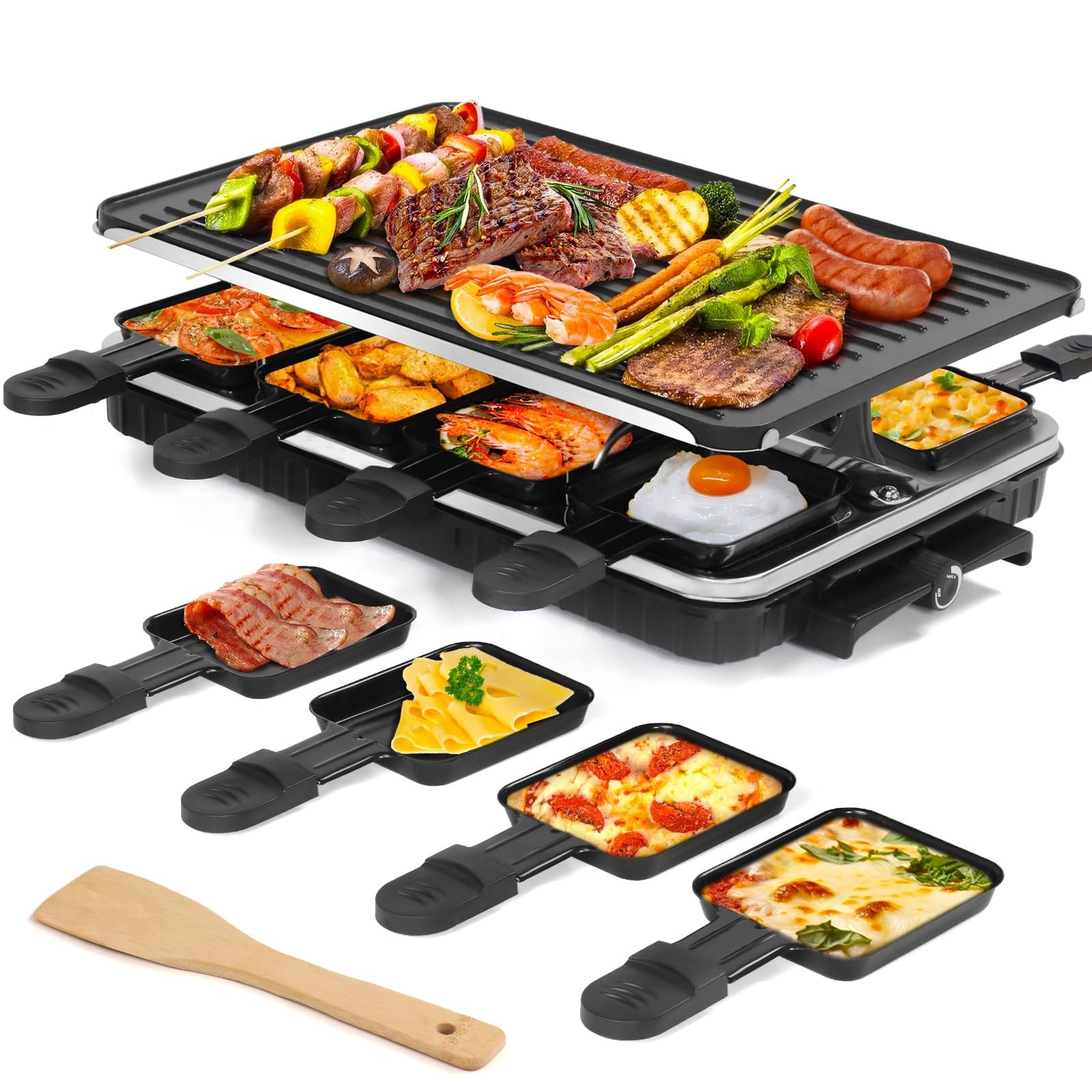Raclette Table Grill, Indoor Grill Korean BBQ Grill Electric Griddle, 2 in 1 …
