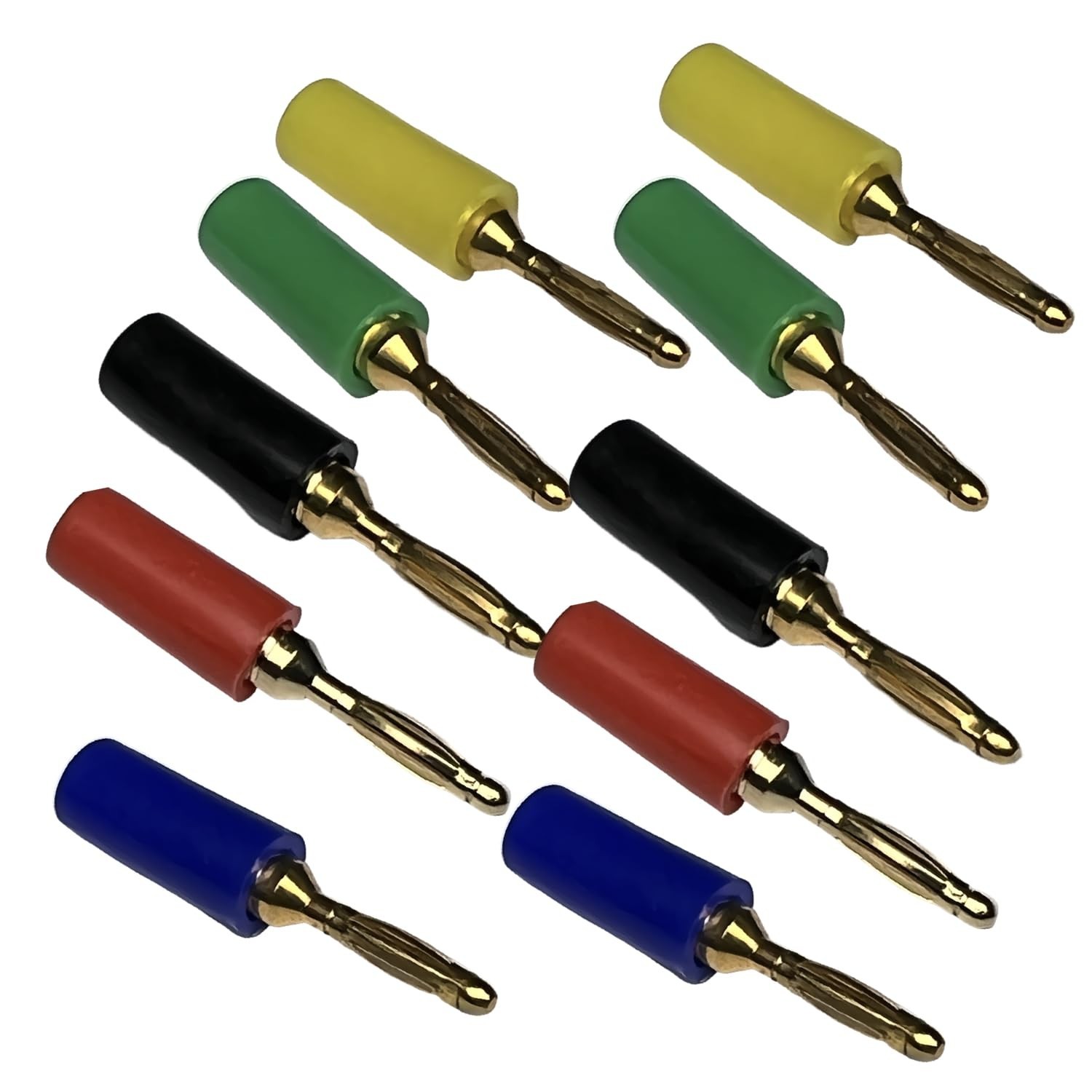 CESS 5-Colors 2mm Mini Banana Male Plug Jack Cable Connector (10 Pack)