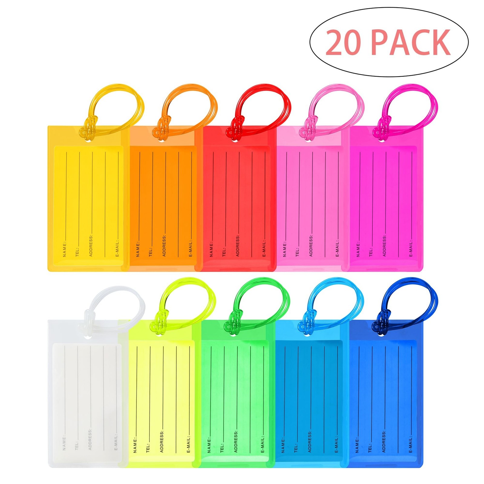 20 Pack Luggage Tags for Suitcases, Airplane Travel Essentials | Internationa…