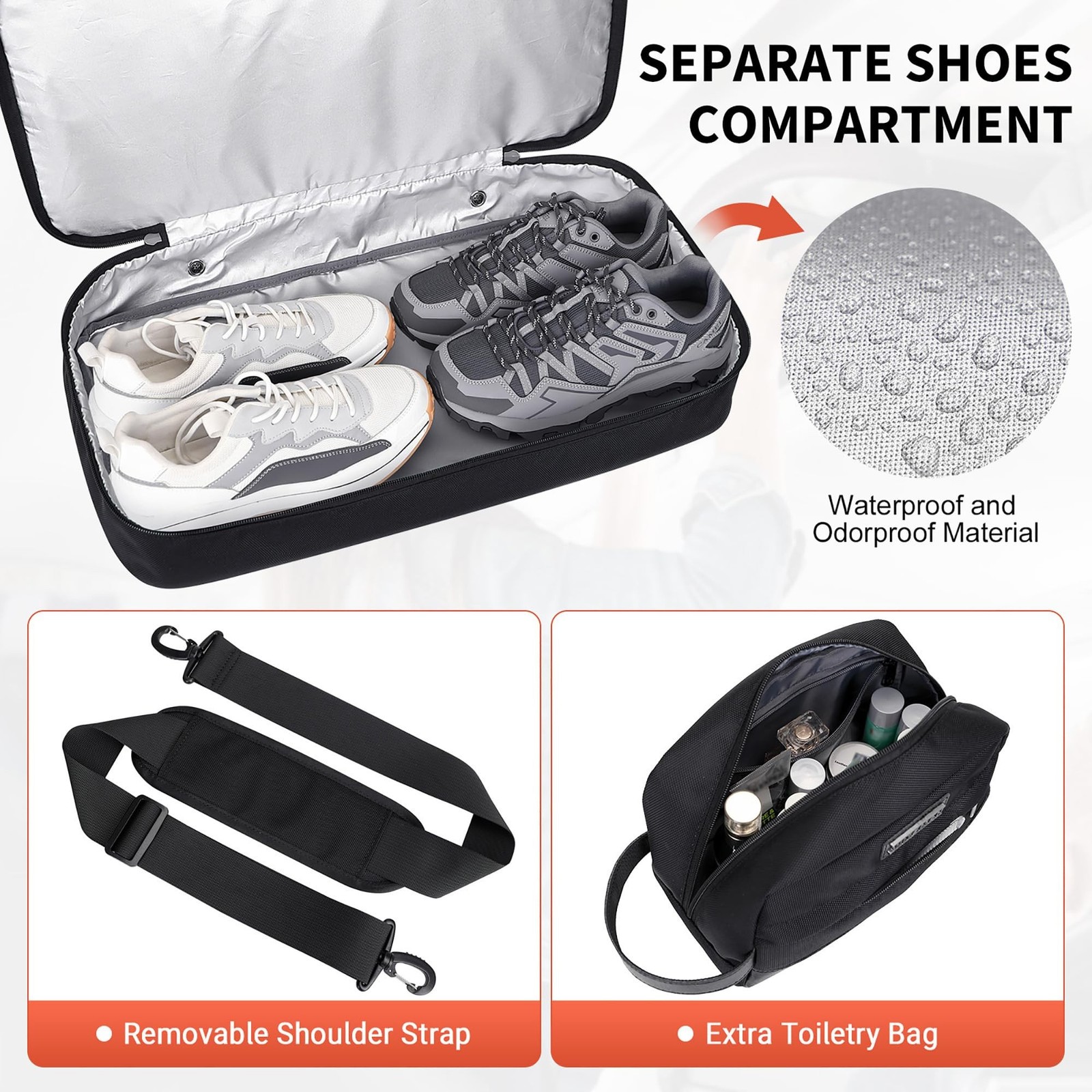 WITZMAN Nylon Duffle Bag for Men 55L with Toiletry Bag Sets Overnight Bag | M…