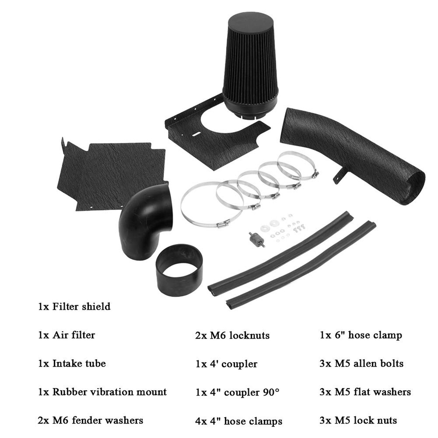 4″ inches Performance Cold Air Intake Kit with Filter & Powder Coated Intake …