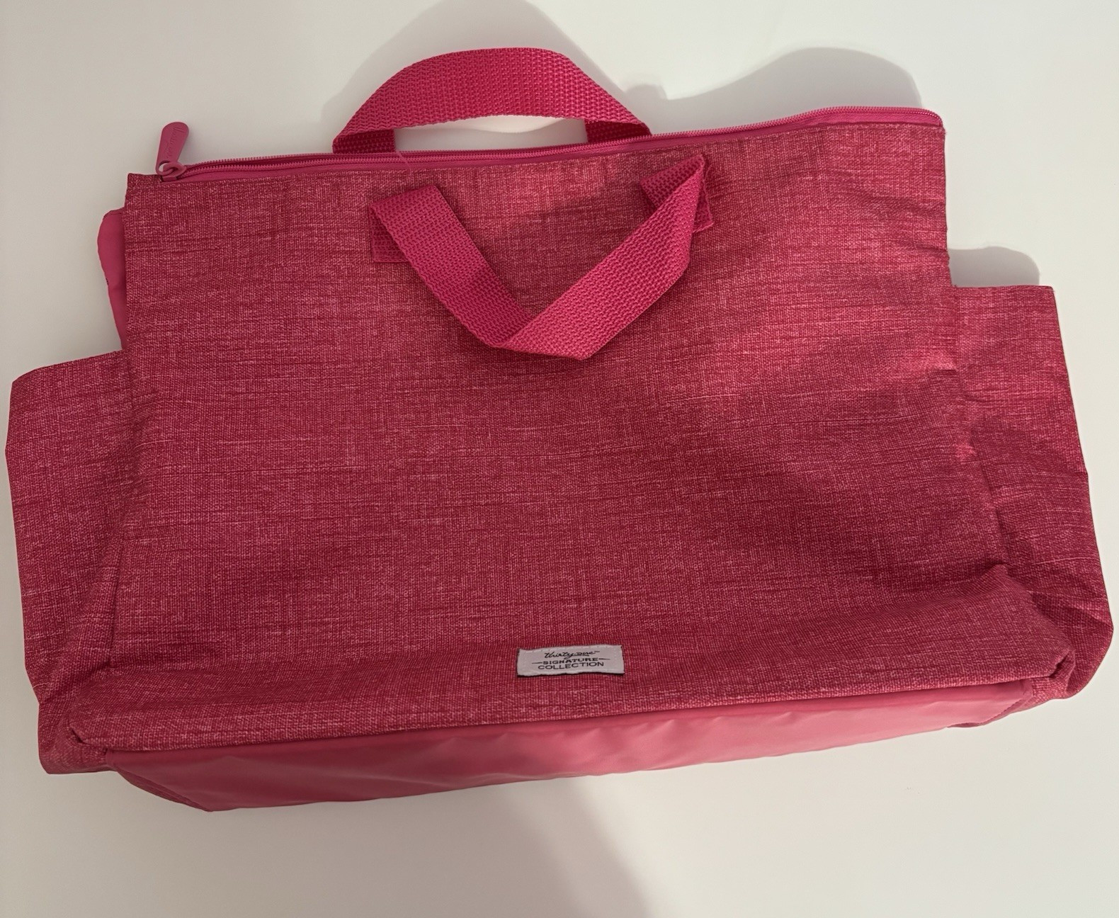 Thirty One utility tote pocket insert bright pink with handles