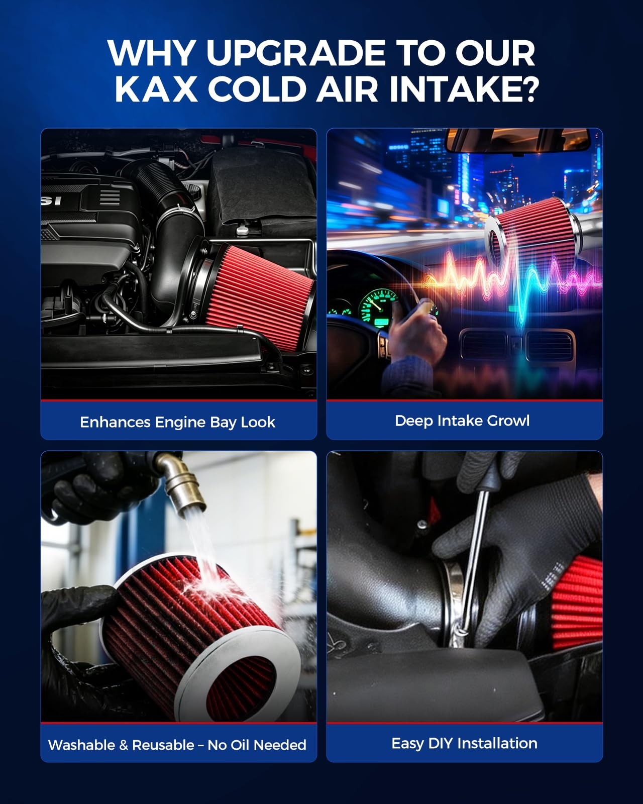 KAX 4″ Cold Air Intake Red 2004-2006 Silverado