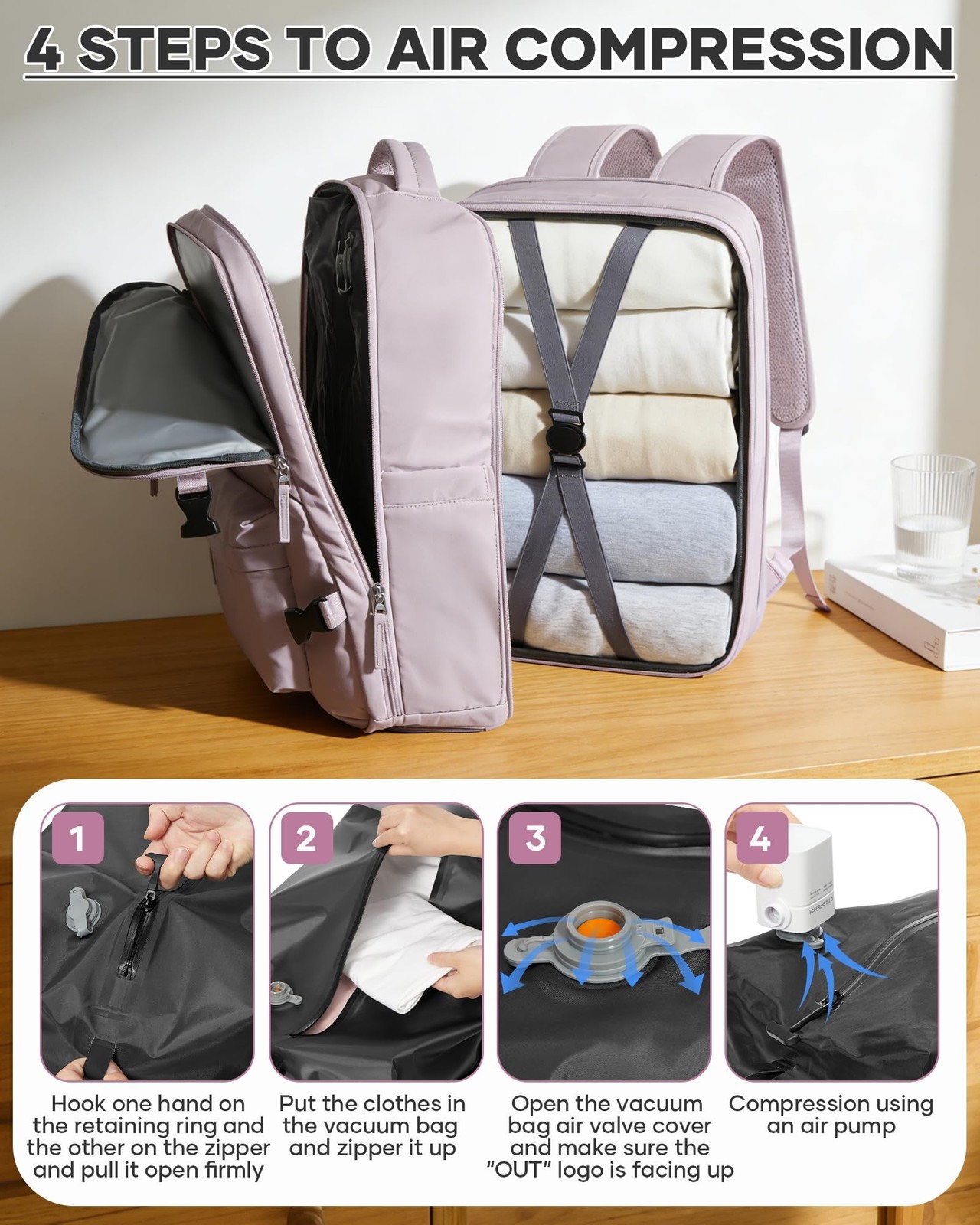 Vacuum Seal Backpack for Travel with Air Pump Compression Vacpack Personal It…