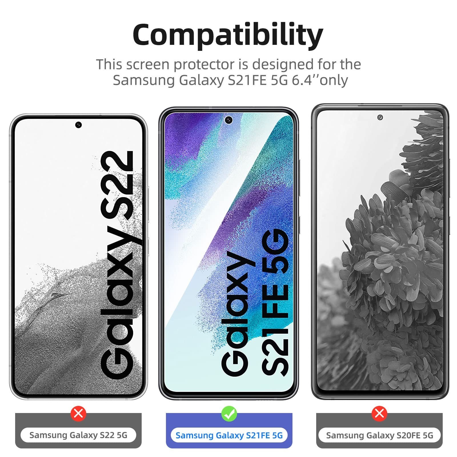 NEW’C 3 Pack Designed for Samsung Galaxy S21 FE 5G Screen Protector Tempered …