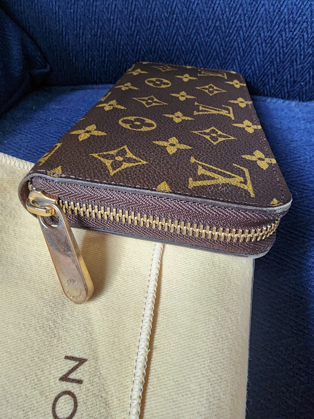 Louis Vuitton Brown Monogram Zip-Around Women’s Wallet with Box & Dust Bag