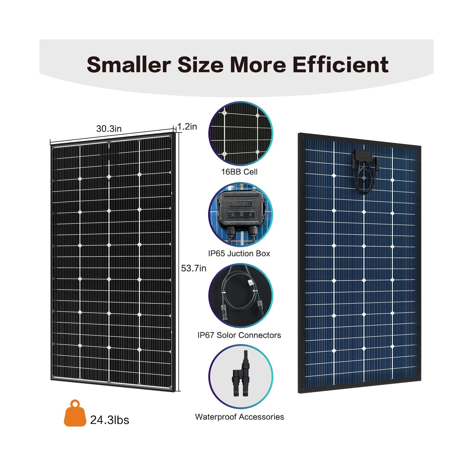JJN Bifacial 400 Watt Solar Panel, 16BB N-Type 2 Pcs 200W 12V 25% High Effici…