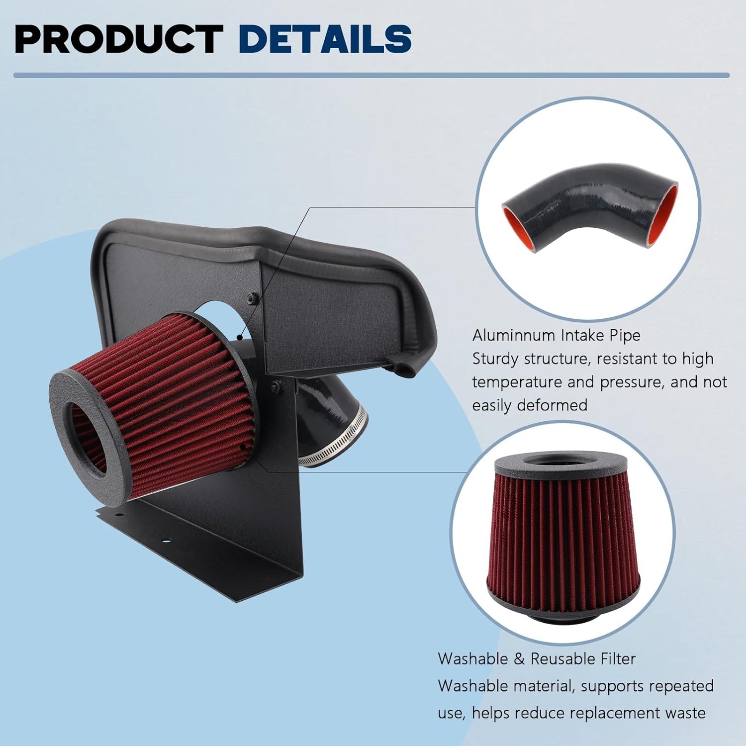 Audi B8 A4 A5 Q5 2.0T TFSI Cold Air Intake 2008-2012 EA888 Heat Shield Aluminum