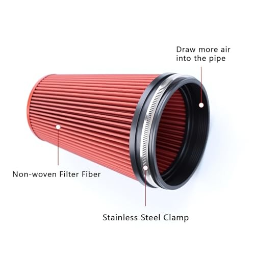 Fiber 6″ Cold Air Intake Filter () 260MM RED