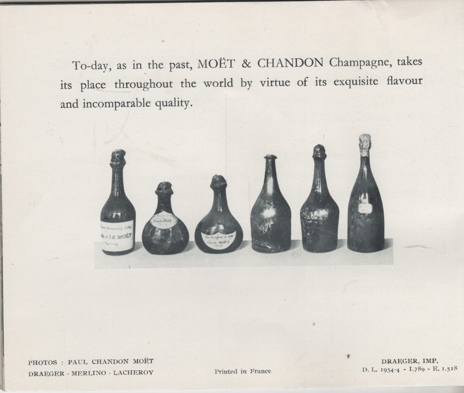 COLLECTIBLE BROCHURE: MOET & CHANDON Champagne (Hautvillers France) Q