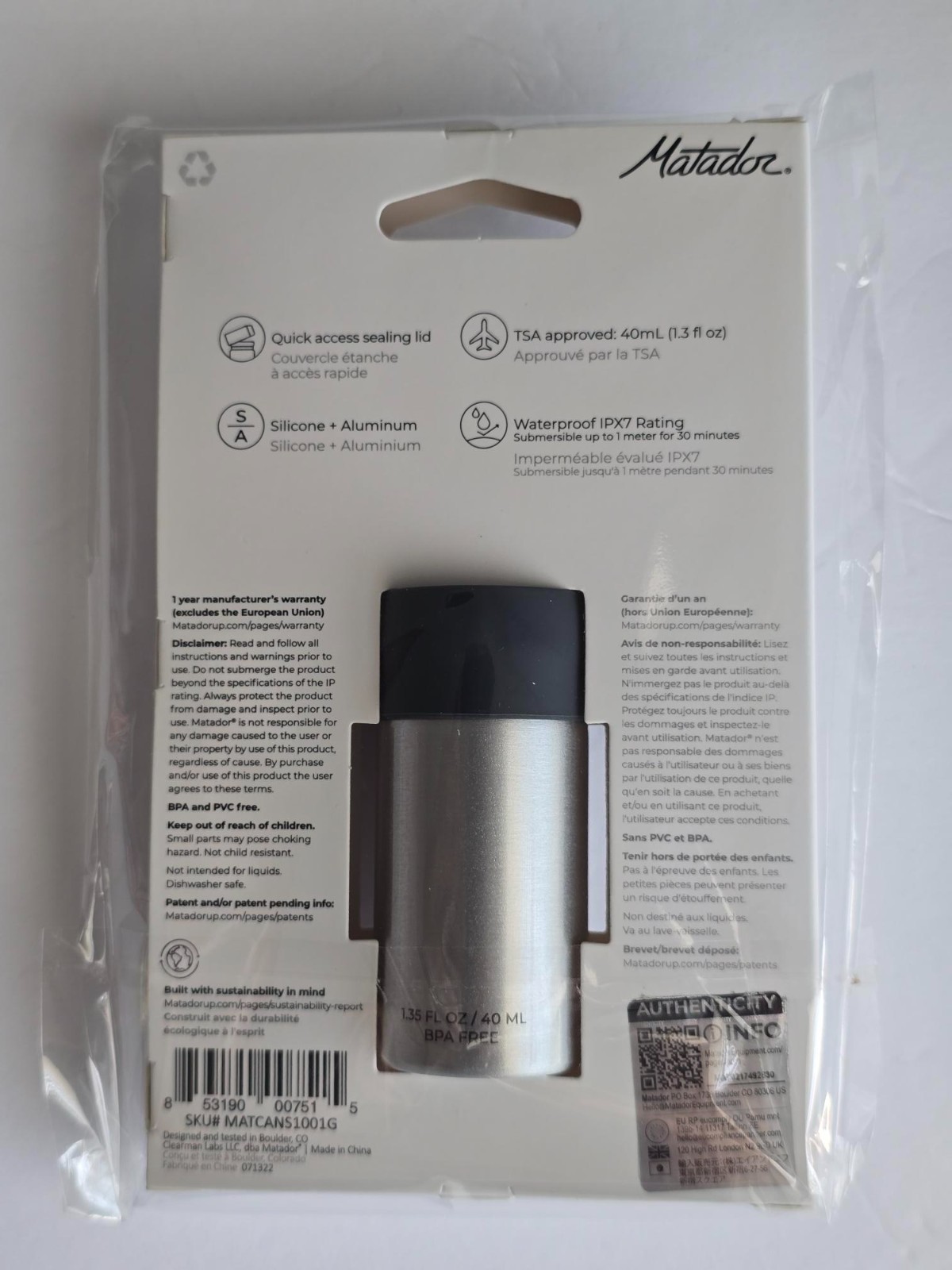Matador Waterproof Travel Canister 40ml Small Container Case New