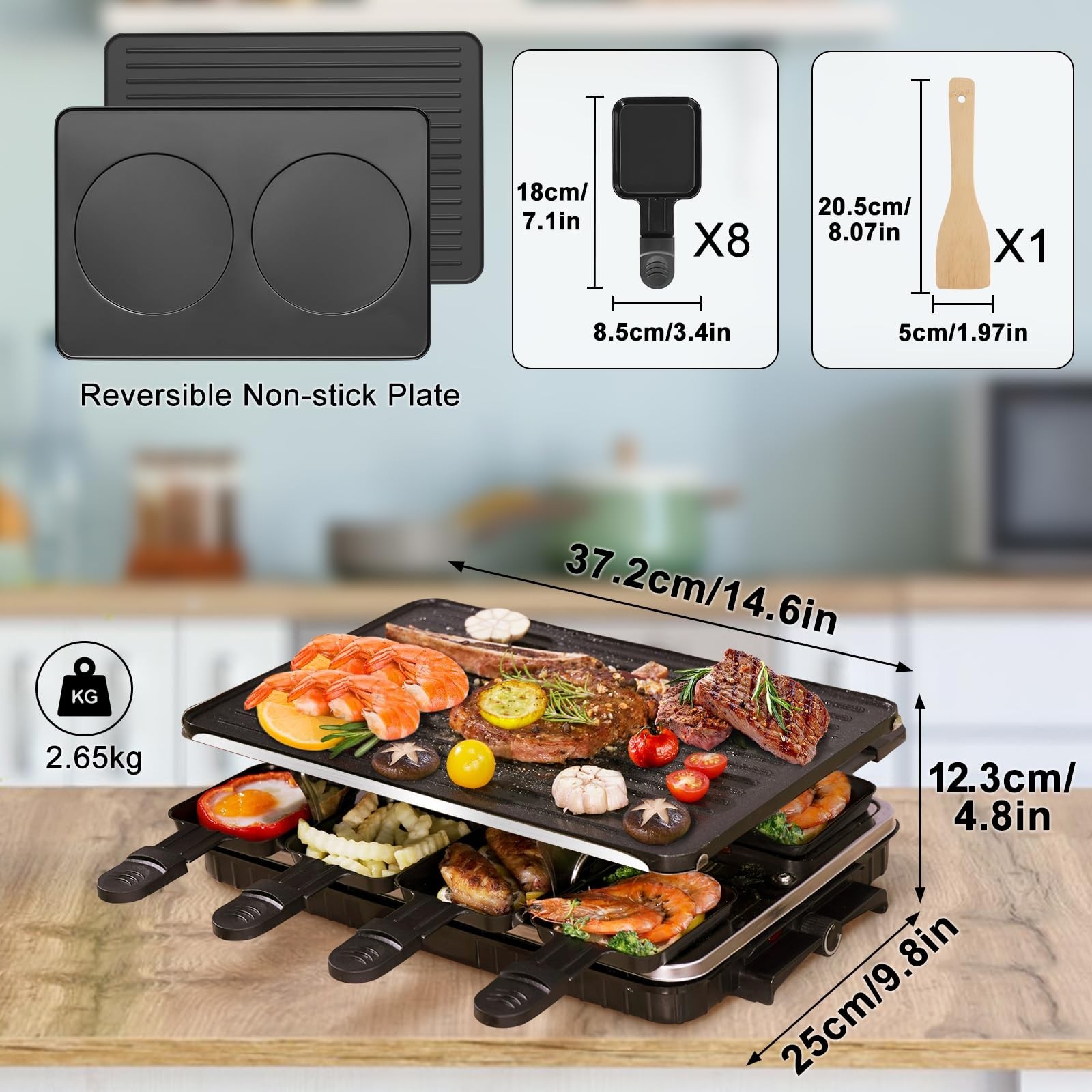 Raclette Table Grill, Indoor Grill Korean BBQ Grill Electric Griddle, 2 in 1 …