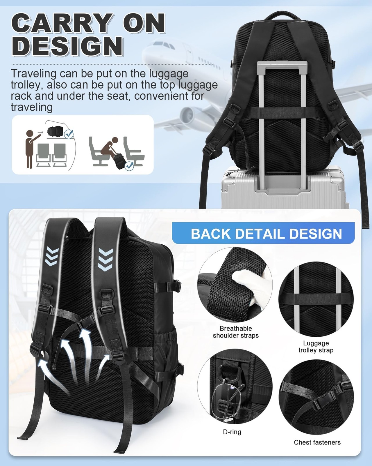 winspansy Vacuum Backpack Travel Essentials with Air Pump Compression Bags fo…