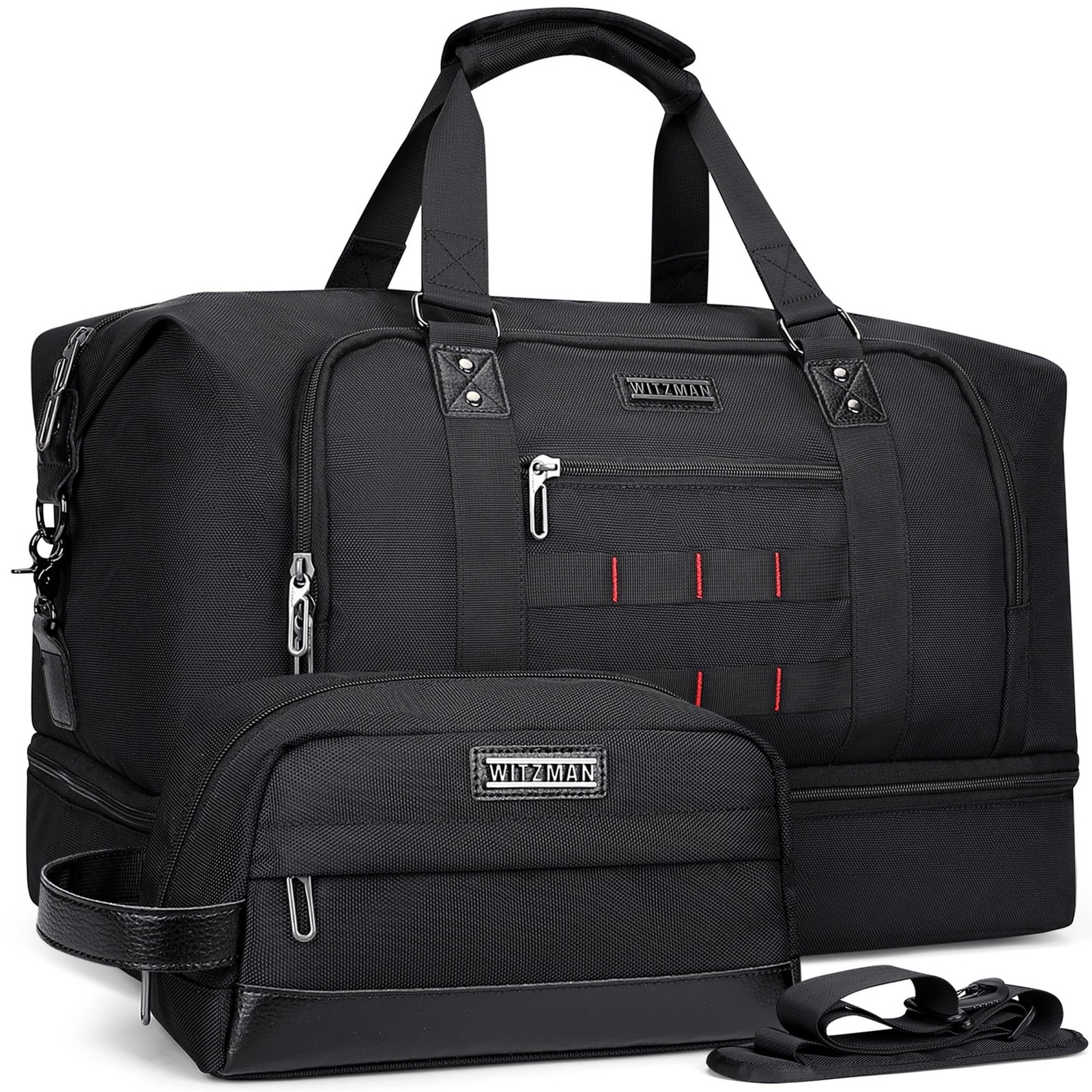 WITZMAN Nylon Duffle Bag for Men 55L with Toiletry Bag Sets Overnight Bag | M…