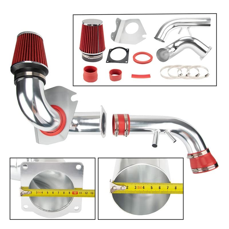 Air Intake Kit, 3″ & 3.5″ Cold Air Intake System Kits + Filter Aluminum
