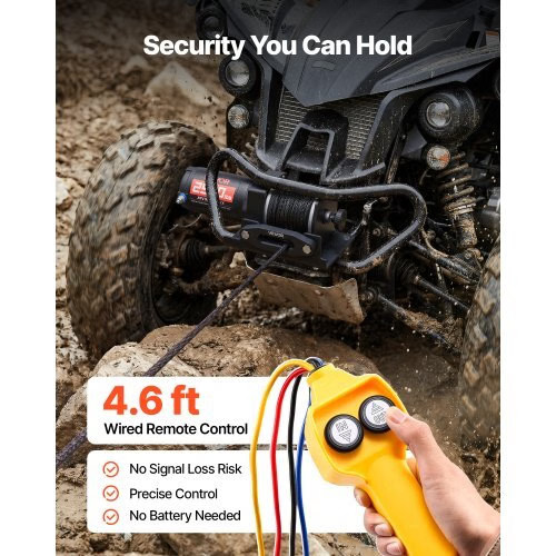 2500 lbs Electric Winch, 12V DC ATV/UTV Winch with ?&brvbar;0.19 in x 39.4 ft Sy