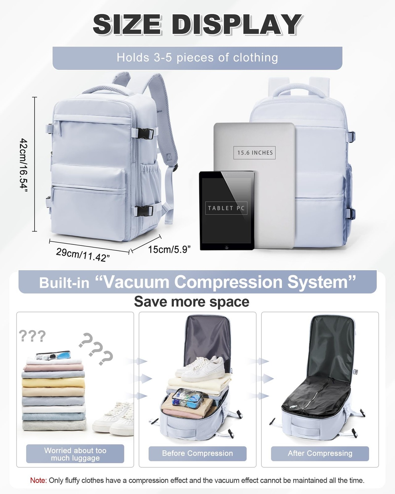 winspansy Vacuum Backpack Travel Essentials with Air Pump Compression Bags fo…