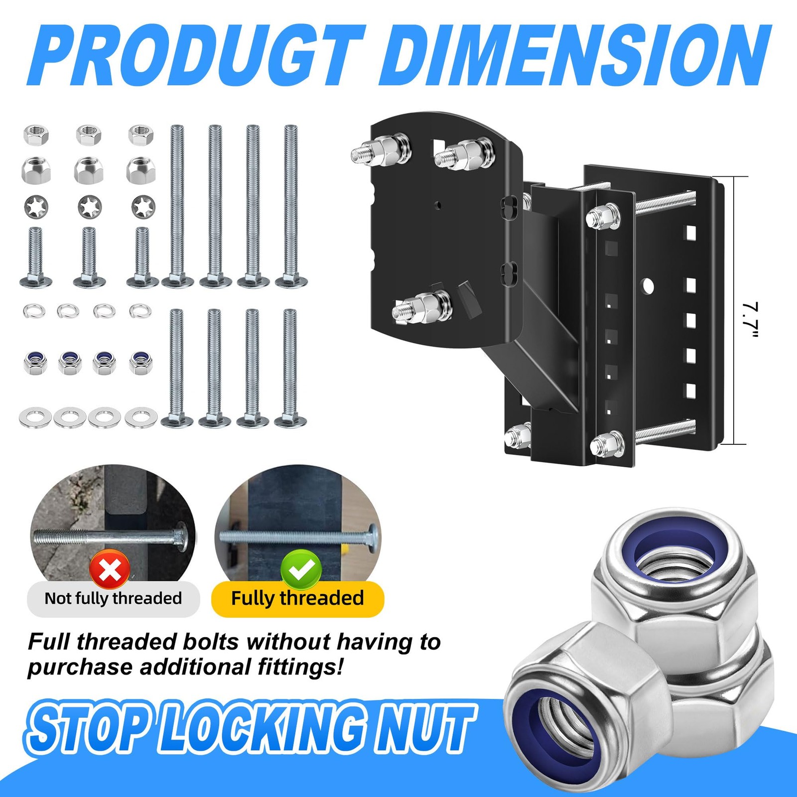 Foozet Trailer Spare Tire Mount Bracket, Heavy 3 hub bolts 4″-5.5″, Black