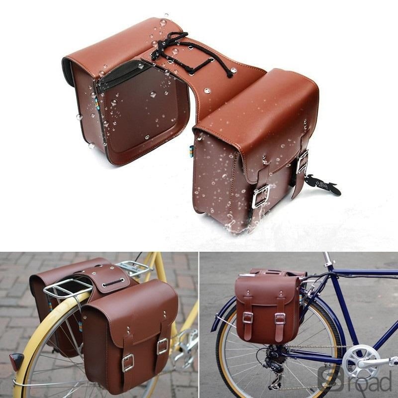 Universal Waterproof Motorcycle Saddlebags, PU Leather With Metal Buckles