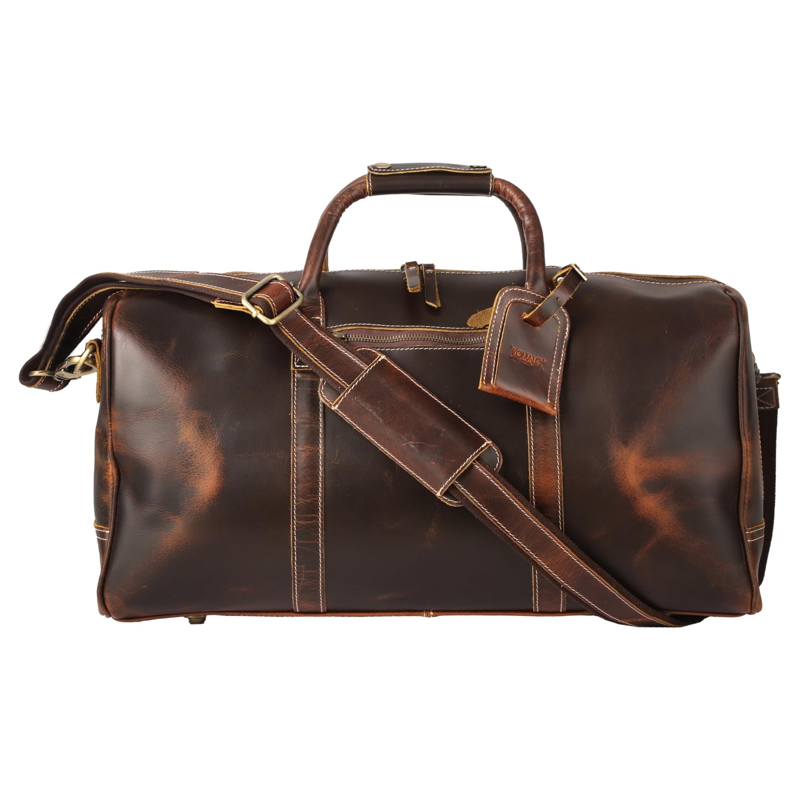 KomalC Leather Duffle Bags for Men and Women Travel Overnight Weekend sports …