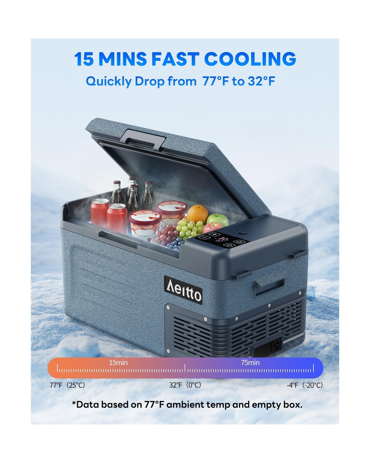 Aeitto 12 Volt Car Refrigerator 20Quart Car Fridge Freezer Electric Cooler Po…