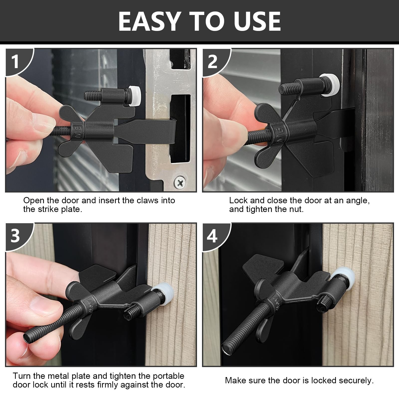 Portable Door Lock, Hotel Travel Door Lock Security for Home, Black | Hotel S…