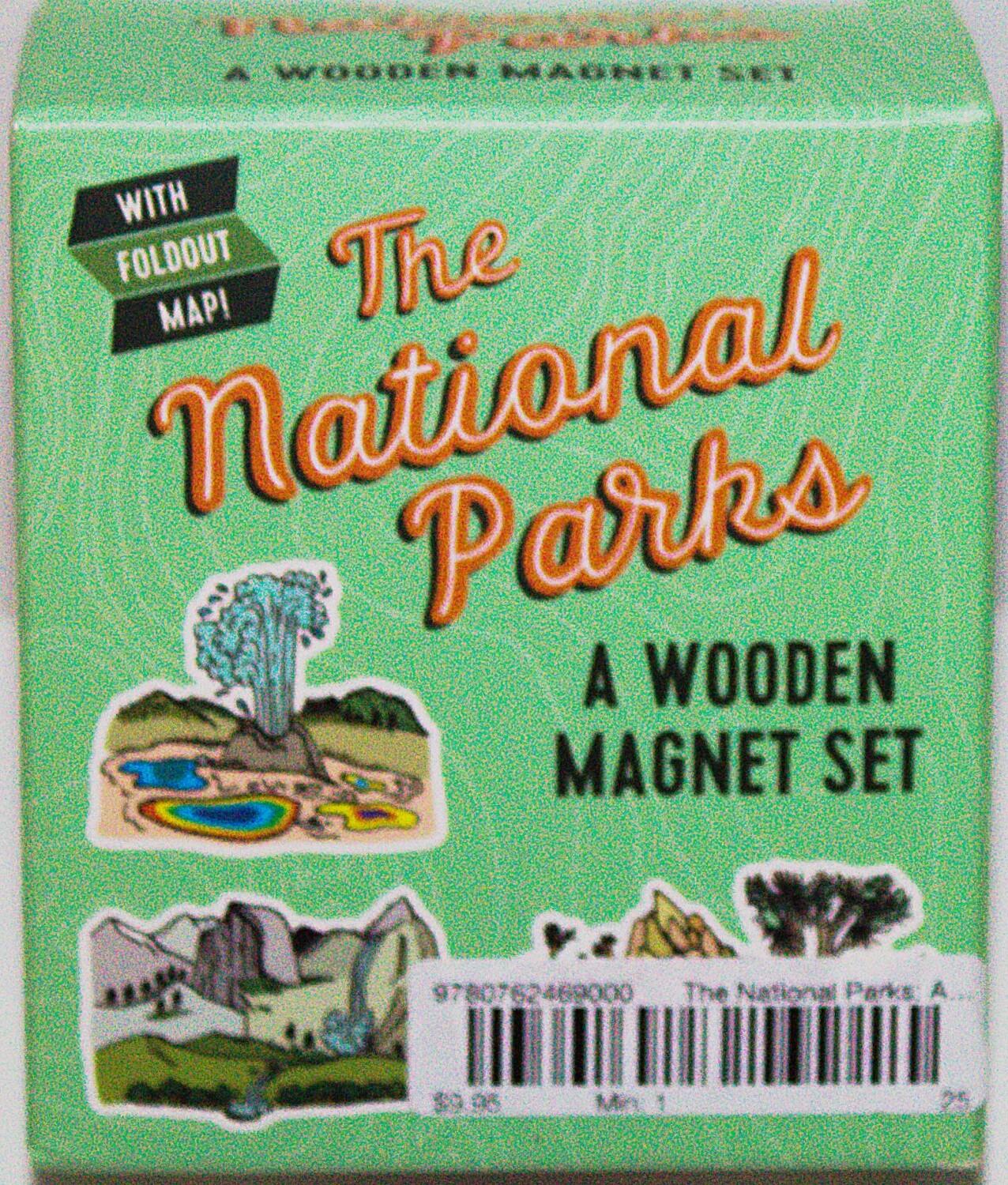 The National Parks Wood Magnet Set of 5 Foldout Map Stickers and Park Book NEW