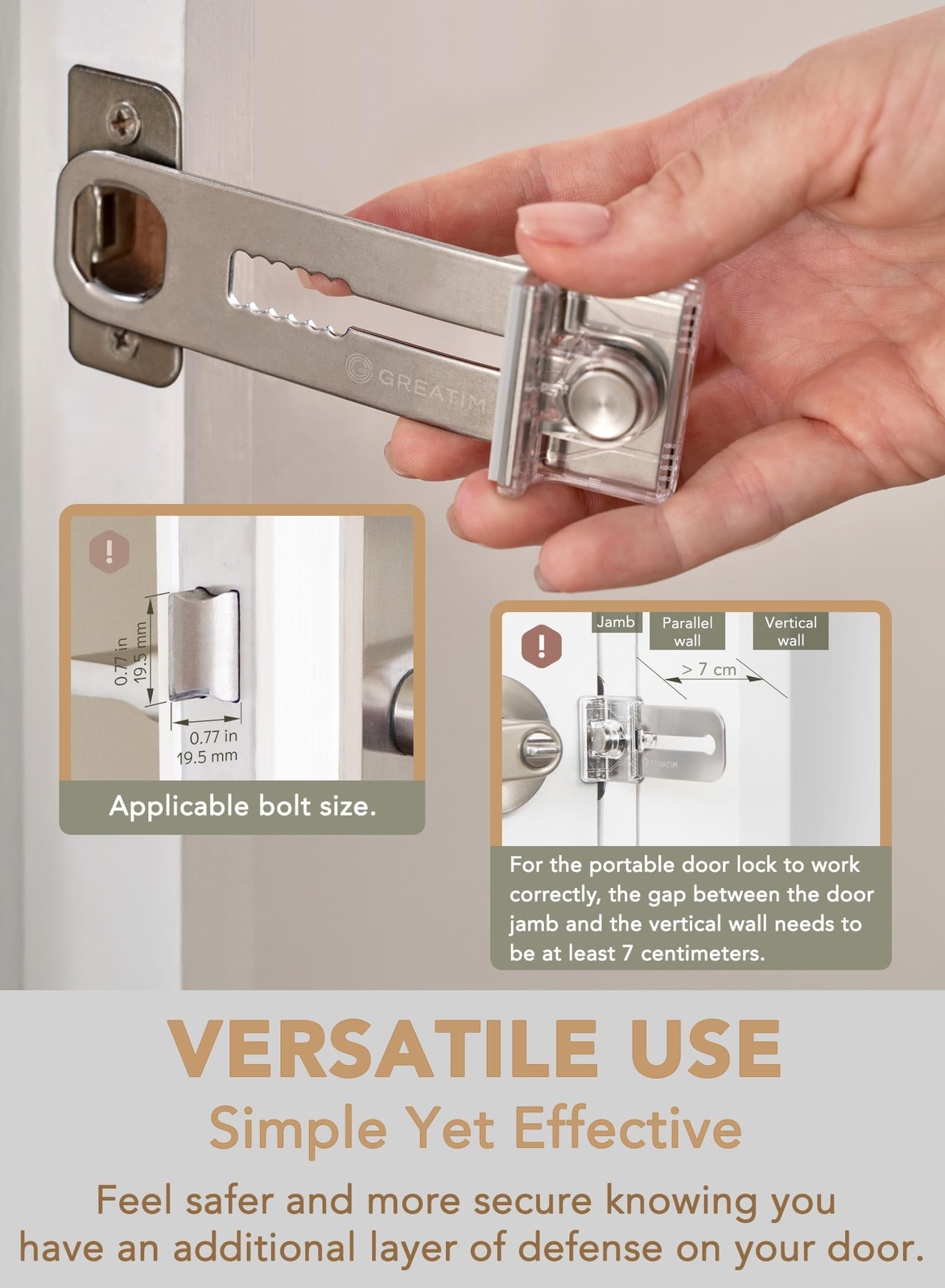 Greatim Portable Door Lock for Travel Hotel Safety, Stainless Steel Security …