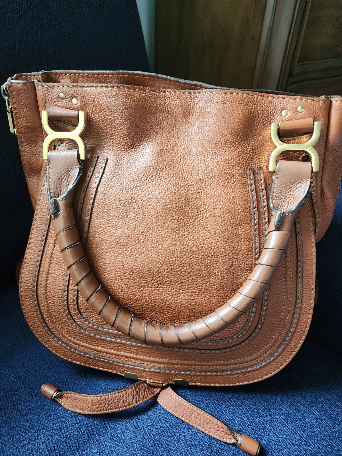 Chloe Marcie HANDBAG-PURSE-BAG -Top handle Large Tan
