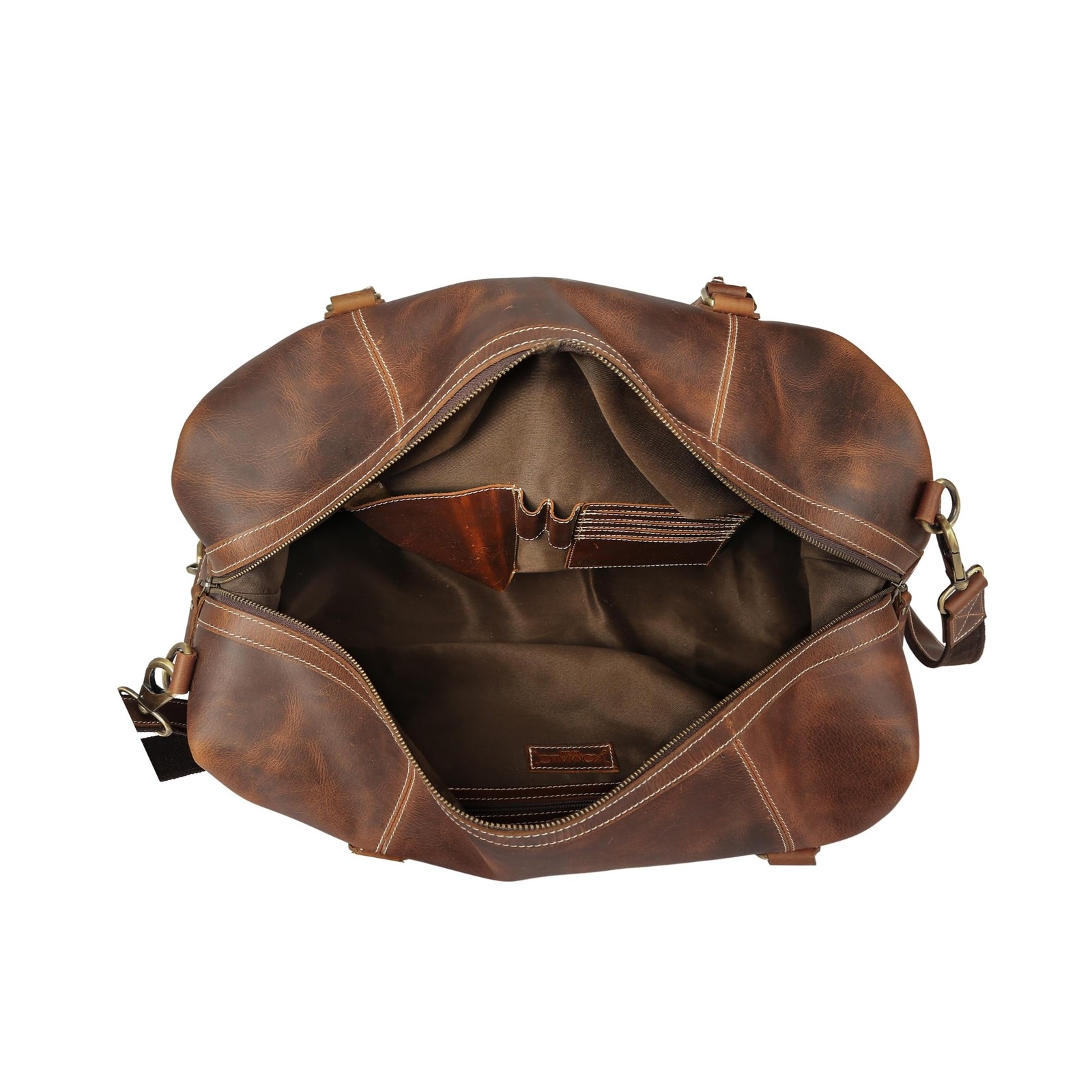 KomalC Leather Duffel Bags for Men and Women Full Grain Leather Travel Overni…